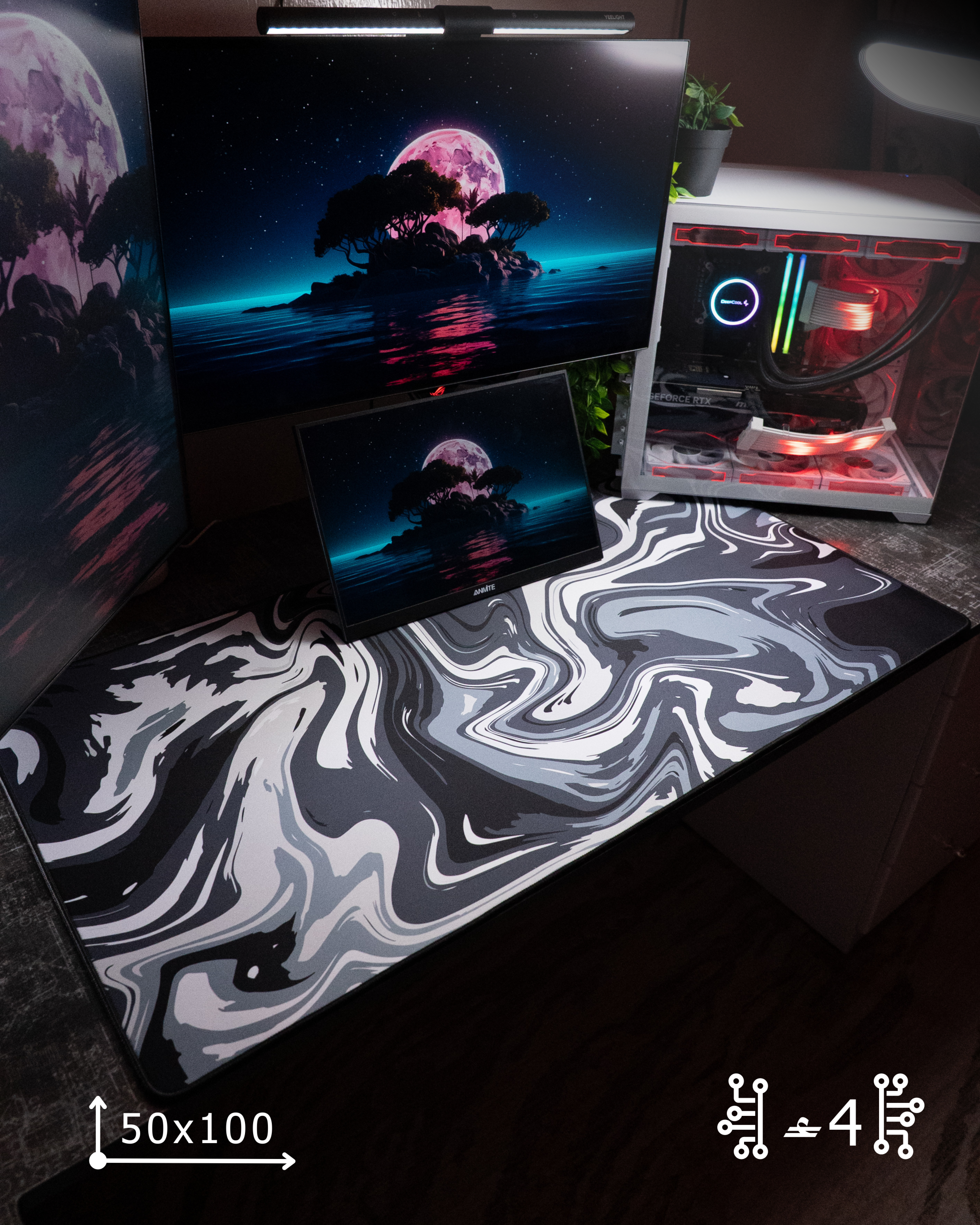 بوستات - 30 Black Waves Mousepad (50x100) - Image 1