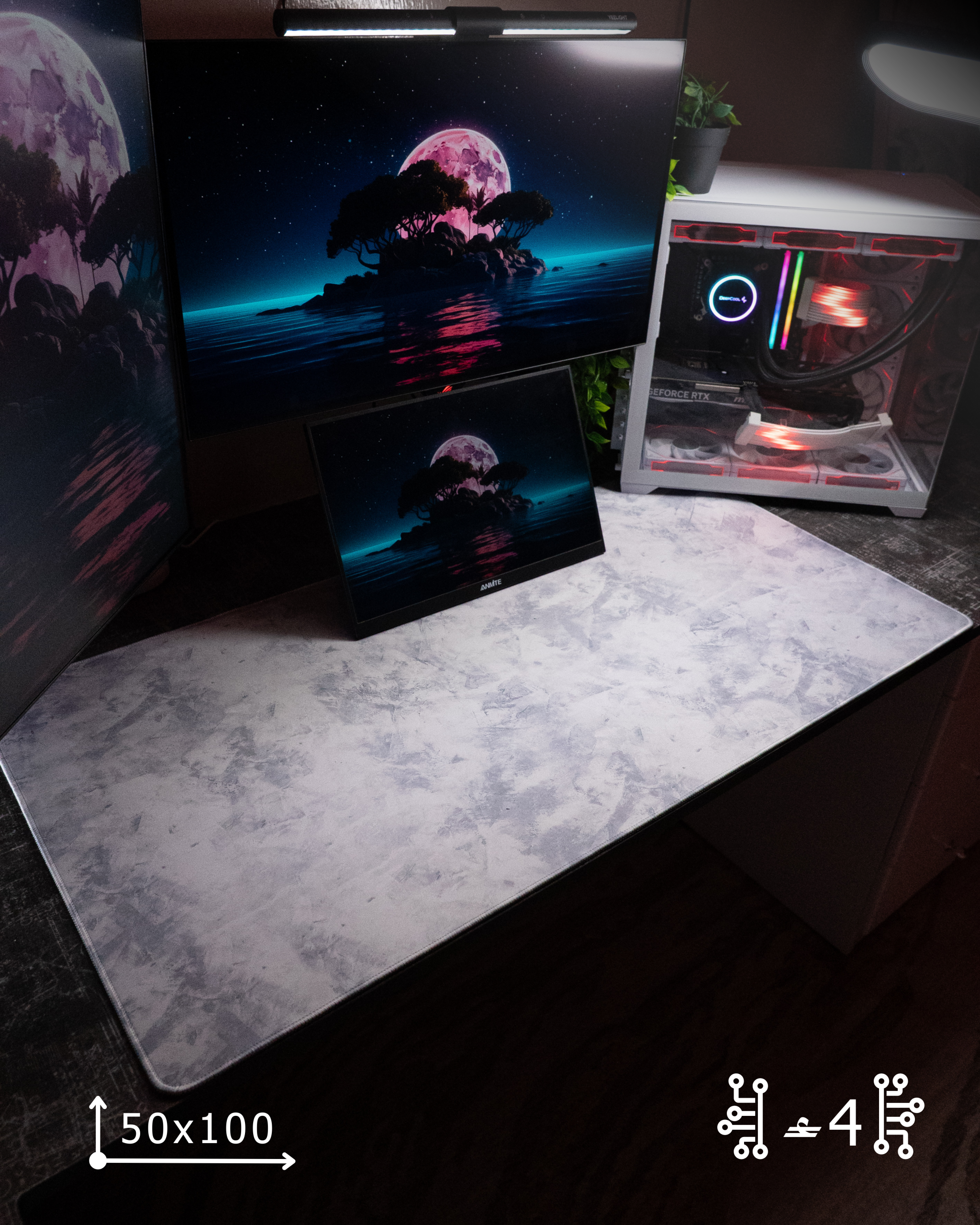 بوستات - 61 White Marble Mousepad (50x100) - Image 1