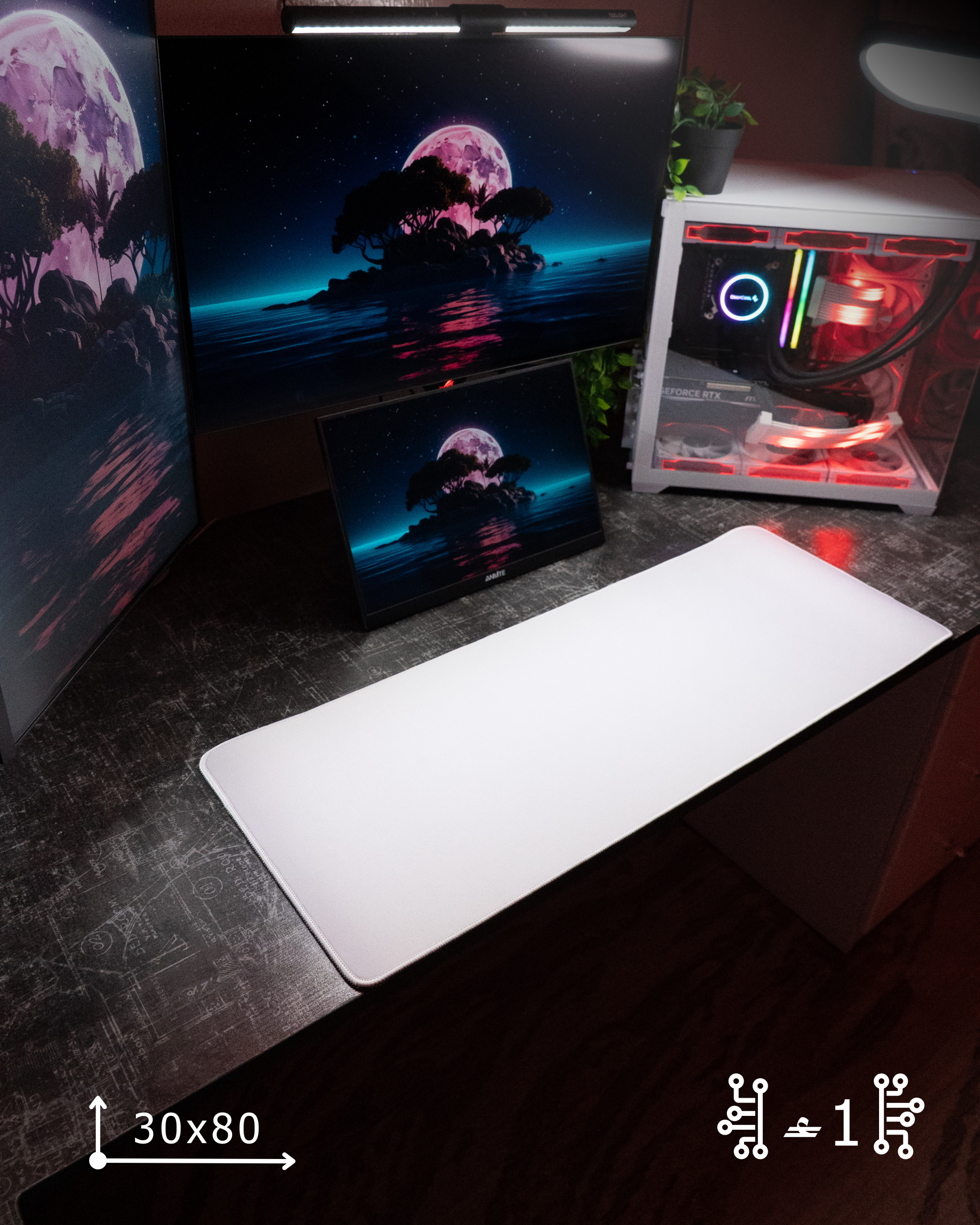 بوستات - 66 White Blank Mousepad (30x80) - Image 1