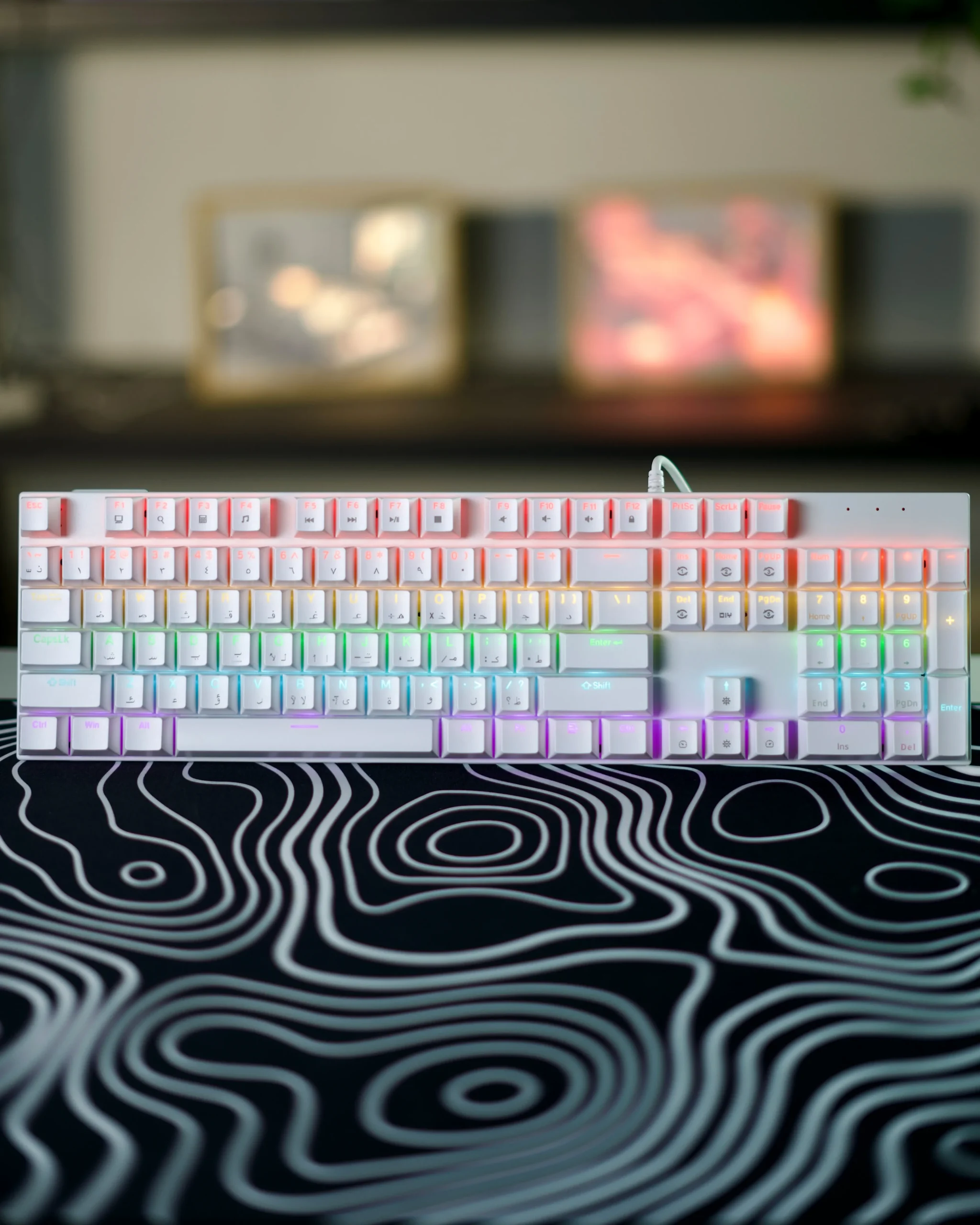 2 White Mechanical Arabic Keyboard 100% - Image 1