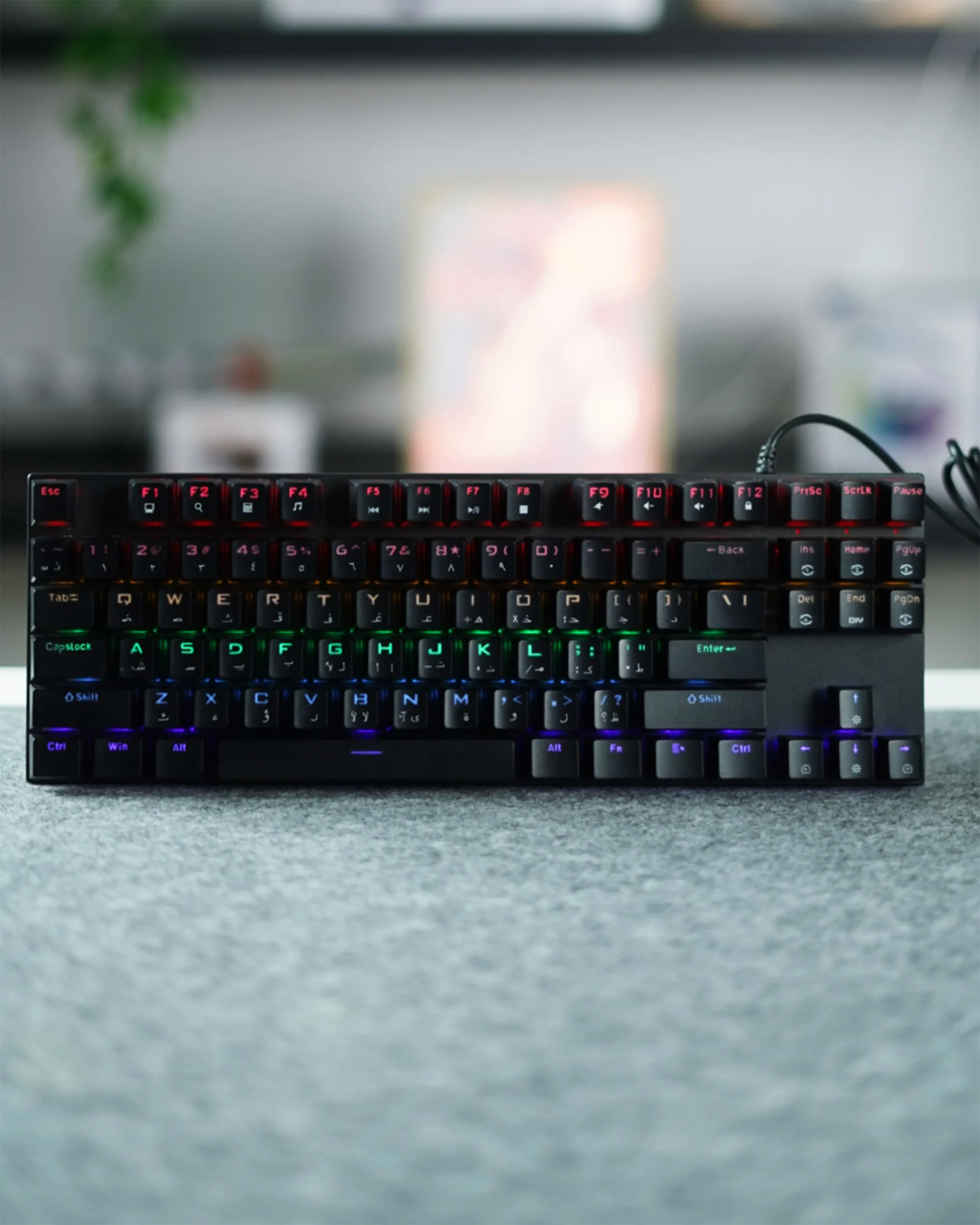 2 Black Mechanical Arabic Keyboard 80% - Image 1