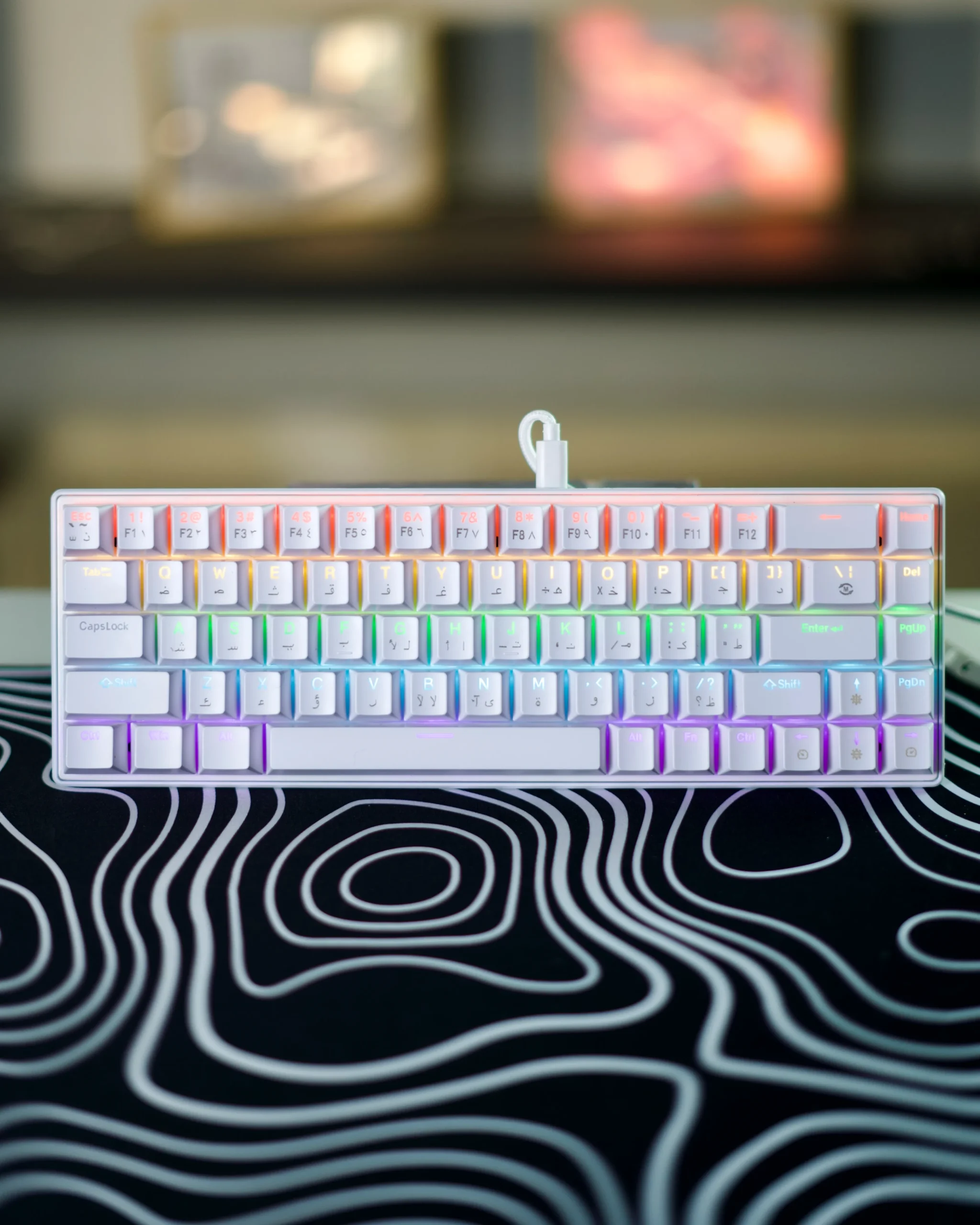 2 White Mechanical Arabic Keyboard 60% - Image 1