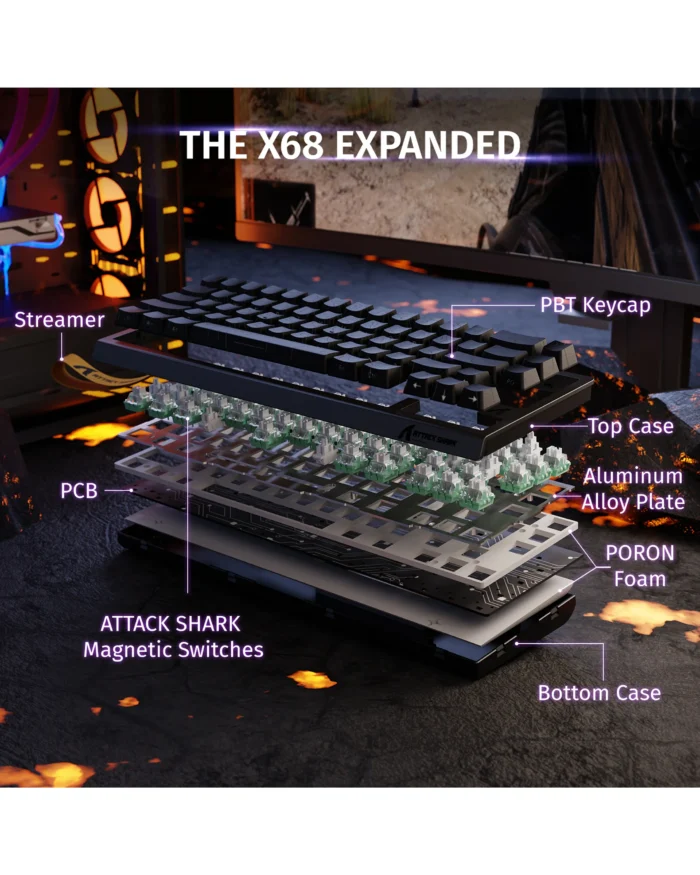 Keyboard Attack Shark X68 HE Black - Image 6