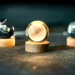 Wood Base Crystal Ball - Moon