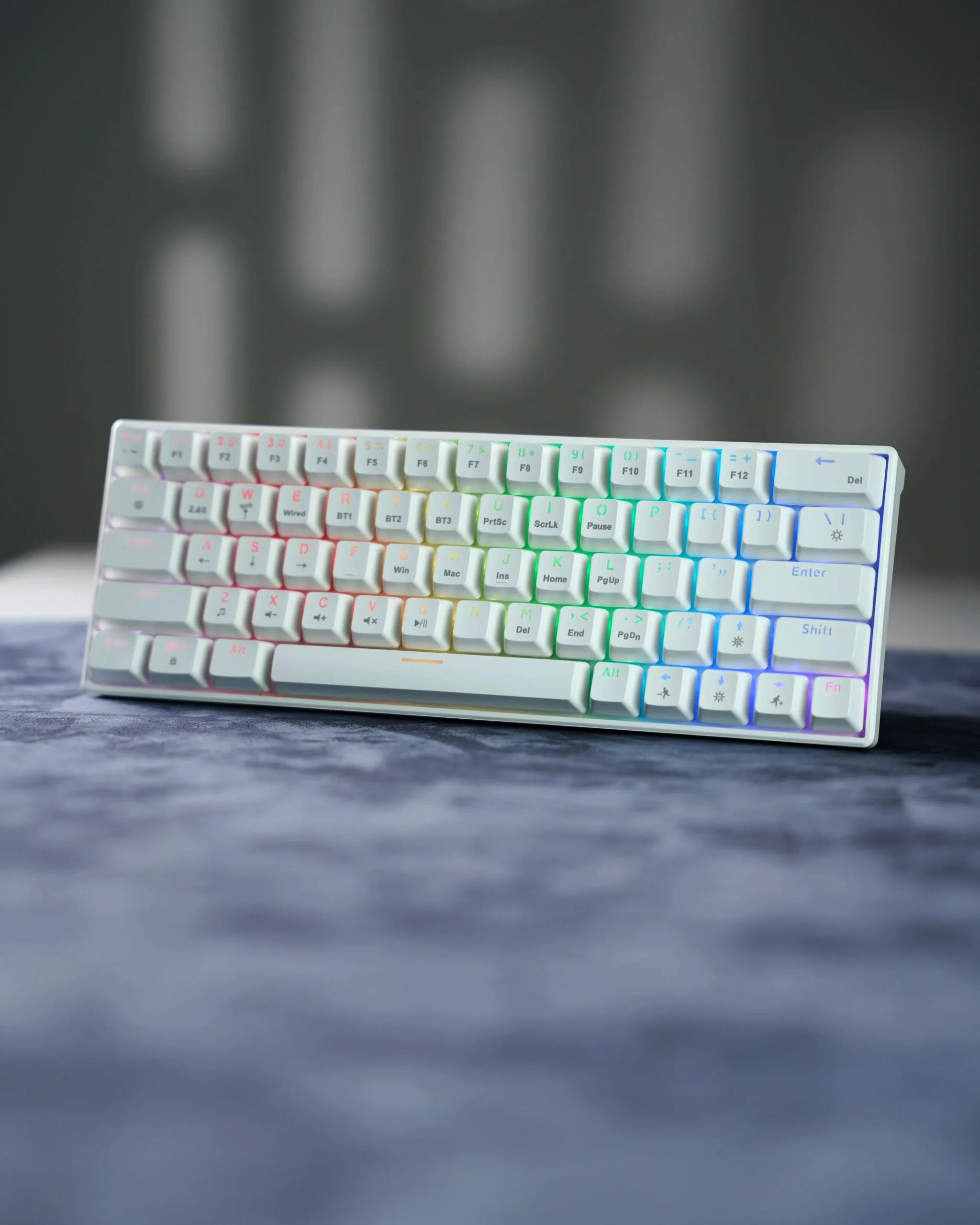 IMG_8632 T-Wolf Wireless Gaming Keyboard 60% - White - Image 1
