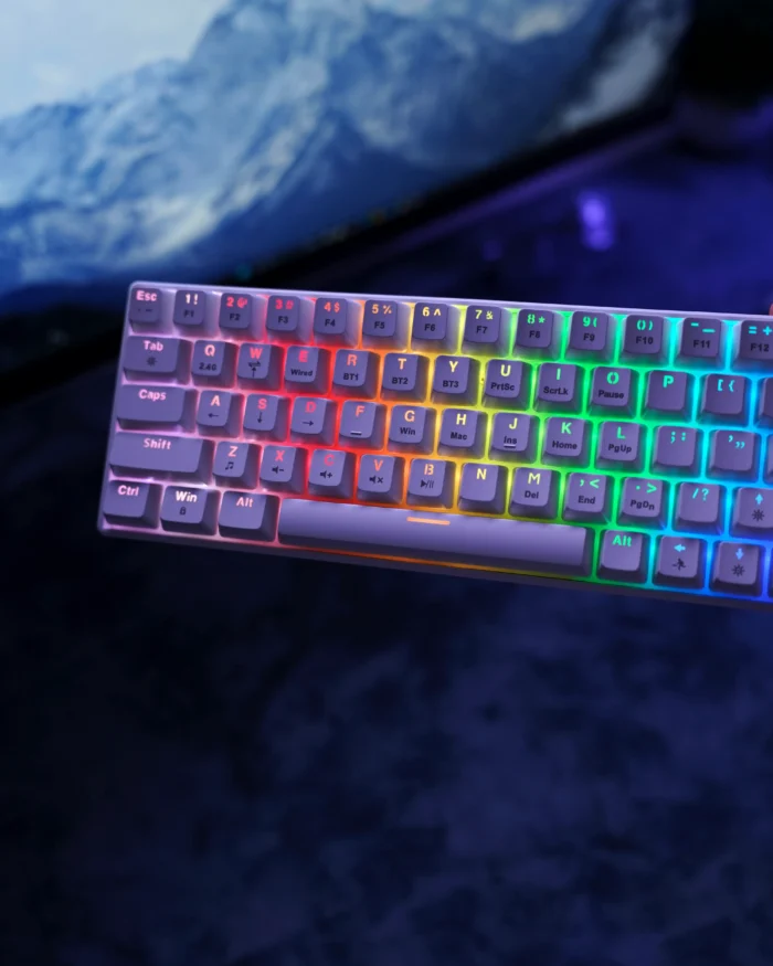 T-Wolf Wireless Gaming Keyboard 60% - White - Image 5