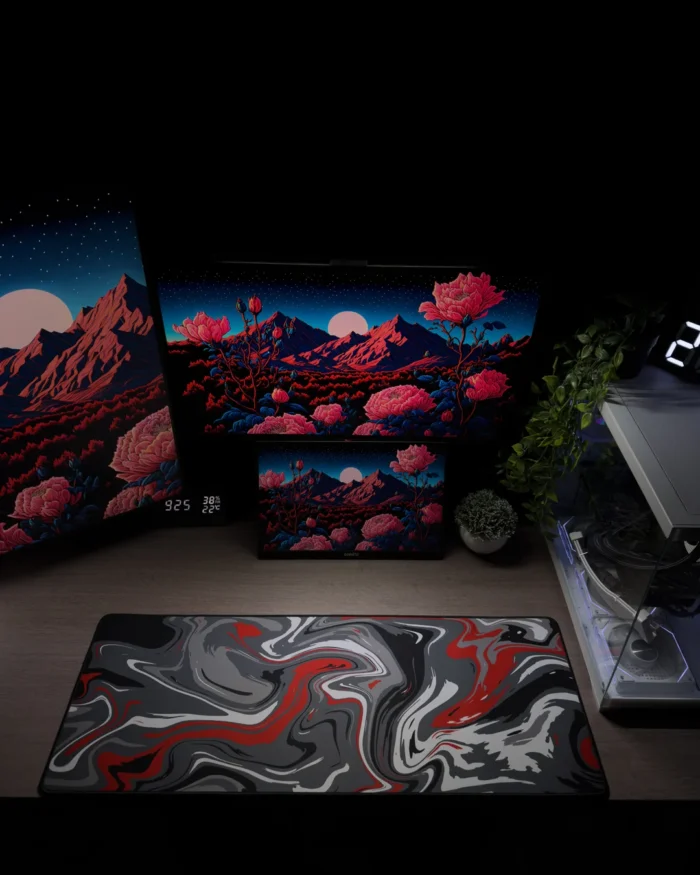 Red Waves Mousepad (30x80) - Image 2
