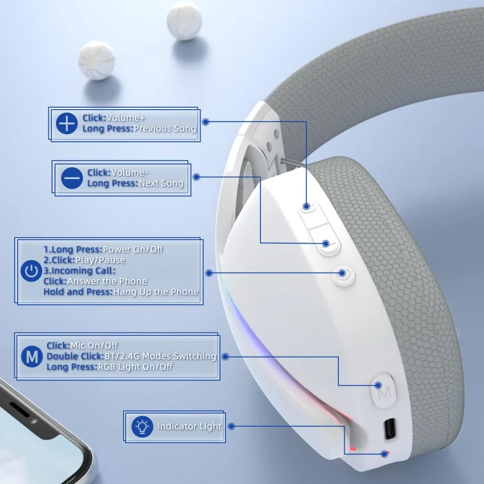 Attack Shark L90 Headset - White - Image 12